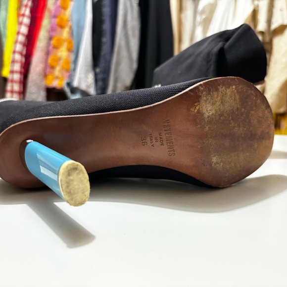 Vetements Black Sock Heels with Vibrant Blue Stiletto - Picture 5 of 11